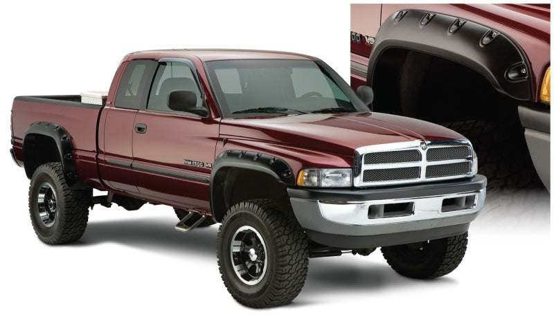 Bushwacker 94-01 Compatible with Dodge Ram 1500 Fleetside Pocket Style Flares 4pc 78.0/96.0in Bed Black 50908-02