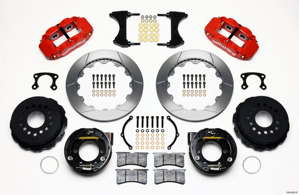 Wilwood Narrow Superlite 4R Rear P-Brk Kit 12.88in Red Small Ford 2.50in Offset 140-9220-R