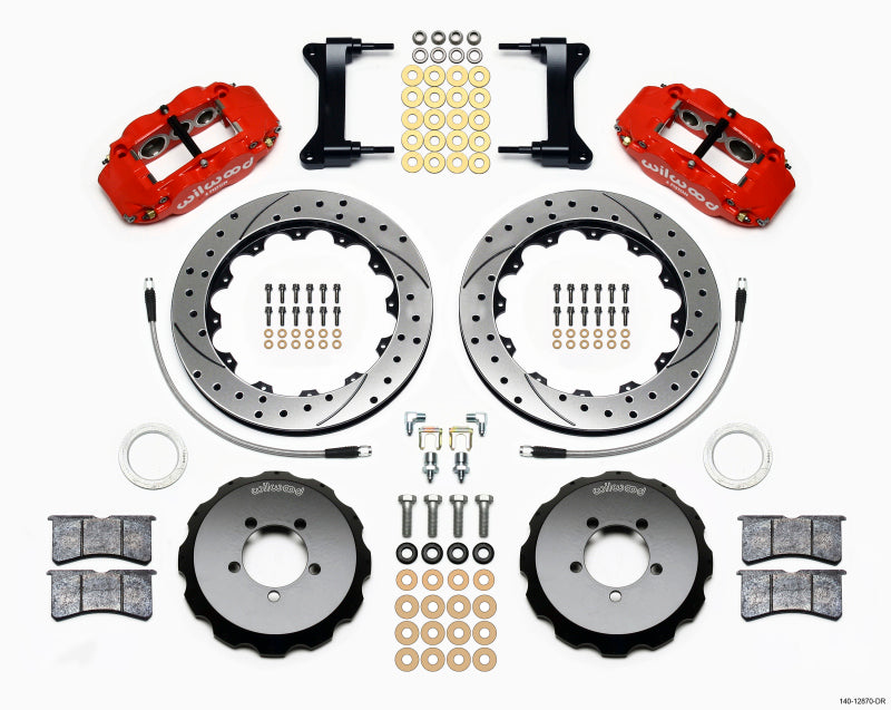 Wilwood Narrow Superlite 6R Front Hat Kit 12.88in Drill Red 2012-Up Fits Toyota / Scion Frs W/ Lines 140-12870-DR