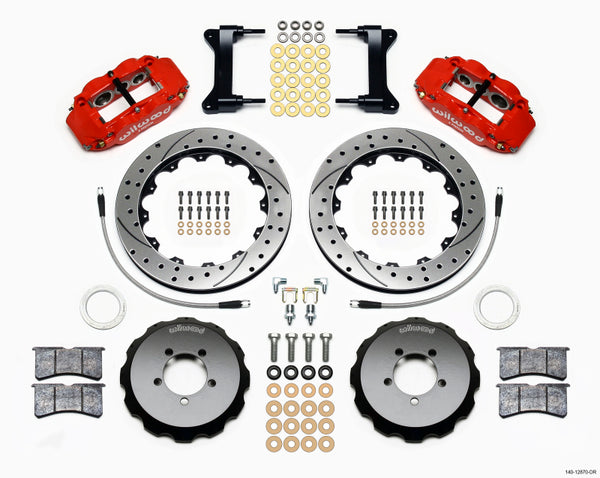 Wilwood Narrow Superlite 6R Front Hat Kit 12.88in Drill Red 2012-Up Fits Toyota / Scion Frs W/ Lines 140-12870-DR