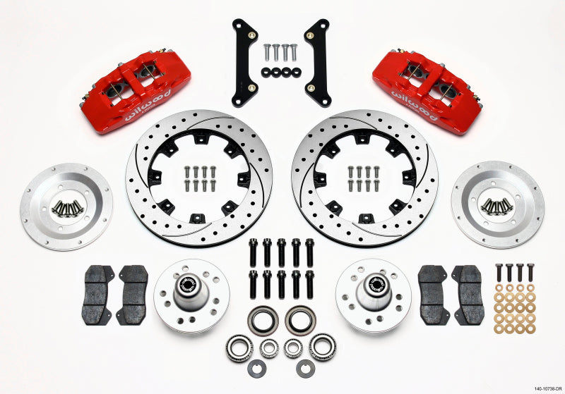 Wilwood Dynapro 6 Front Hub Kit 12.19in Drilled Red 70-78 Camaro 140-10738-DR