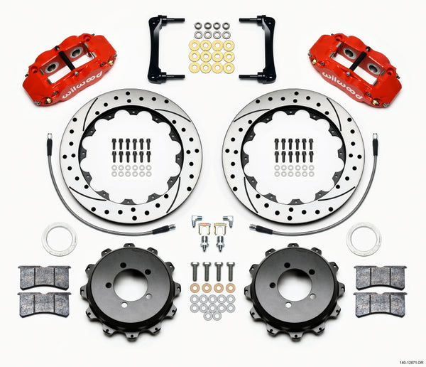 Wilwood Narrow Superlite 4R Rear Kit 12.88in Drilled Red 2012-Up Fits Toyota / Scion Frs W/Lines 140-12871-DR