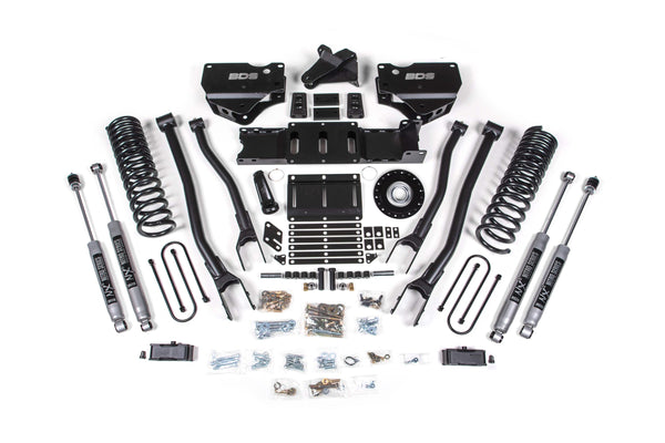 BDS 2025-2026 Fits RAM 3500 Diesel 4" 4-Link Suspension Lift Kit W/ Indexing Ring, 3" Rear Lift W/ Overload, Block NX2 Shocks 2156H