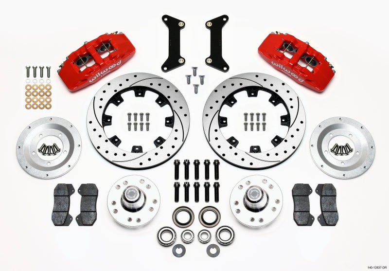 Wilwood Dynapro 6 Front Hub Kit 12.19in Drilled Red 79-87 Fits GM G Body 140-12837-DR