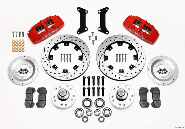 Wilwood Dynapro 6 Front Hub Kit 12.19in Drilled Red 79-87 Fits GM G Body 140-12837-DR