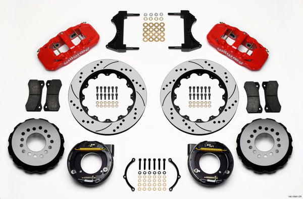 Wilwood AERO4 Rear P-Brake Kit 14.00in Drilled Red Fits Chevy C-10 2.42 Offset 5-lug 140-10941-DR