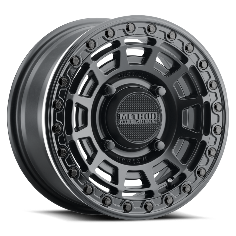Method MR415 Beadlock 15x7 / 5+2/38mm Offset / 5x4.5 / 76mm CB Matte Black Wheel Gloss Black Ring MR415570121052B