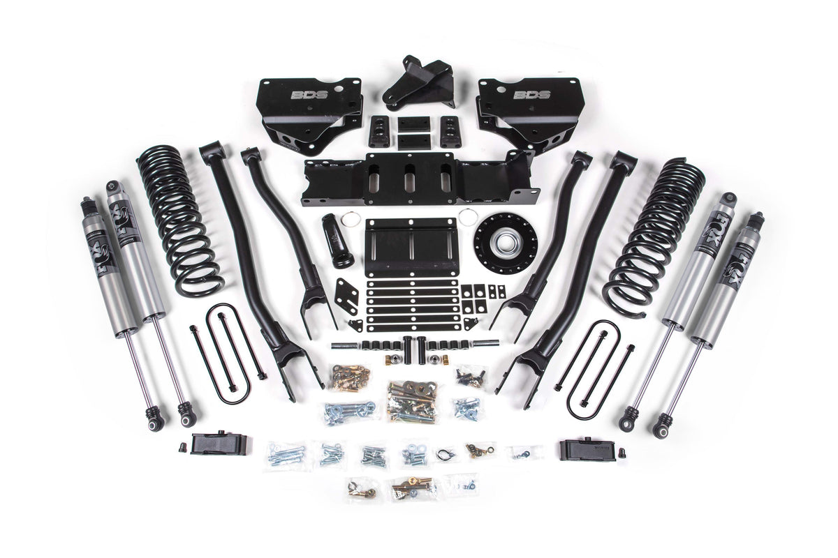 BDS 2025-2026 Fits RAM 3500 Gas 4" 4-Link Suspension Lift Kit W/ Indexing Ring, 2" Rear Lift W/ Overload, Block FOX 2.5 Ifp Ps Shocks 2163PS