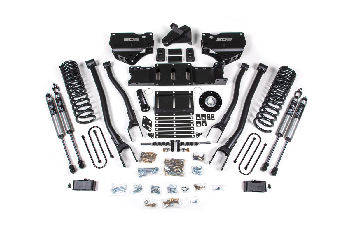 BDS 2025-2026 Fits RAM 3500 Diesel 4" 4-Link Suspension Lift Kit W/ Indexing Ring, 3" Rear Lift W/o Overload, Block FOX 2.0 Ifp Ps Shocks 2155FS