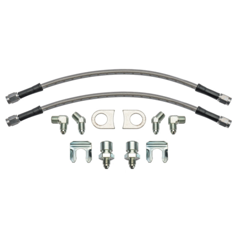 Wilwood 12in Length -3 to 3/8-24 If 1/8-27 NPT 90 Degree Flexline Kit W/ Weld-on Bracket Tabs 220-17288