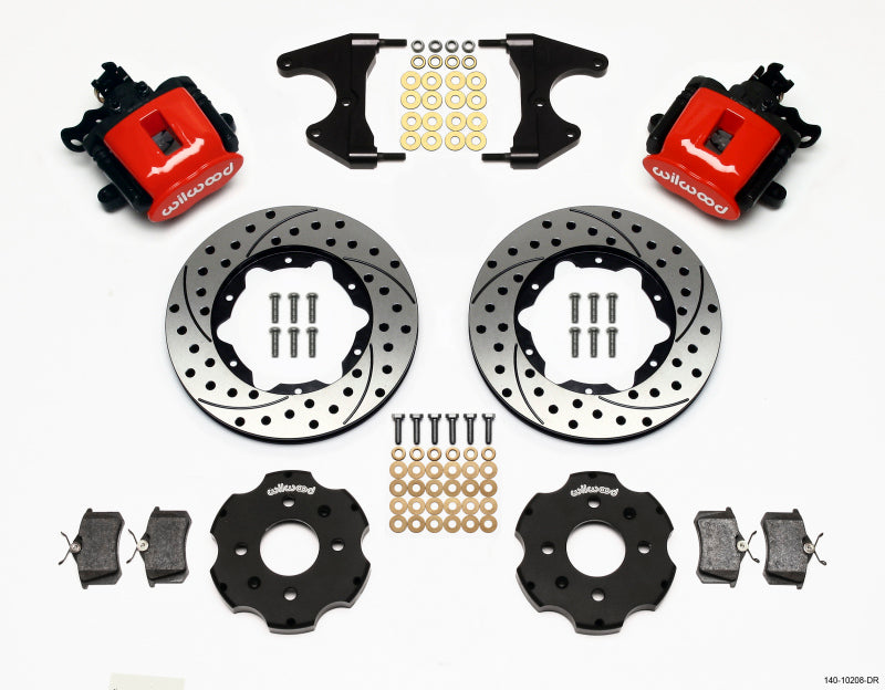Wilwood Combination Parking Brake Rear Kit 11.00in Drilled Red Civic / Integra Drum 2.46 Hub Offset 140-10208-DR