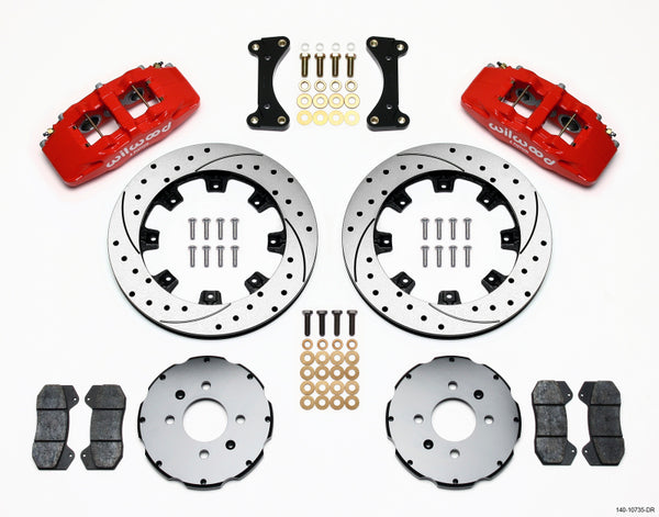 Wilwood Dynapro 6 Front Hat Kit 12.19in Drilled Red 94-01 Fits Honda/Acura w/262mm Disc 140-10735-DR