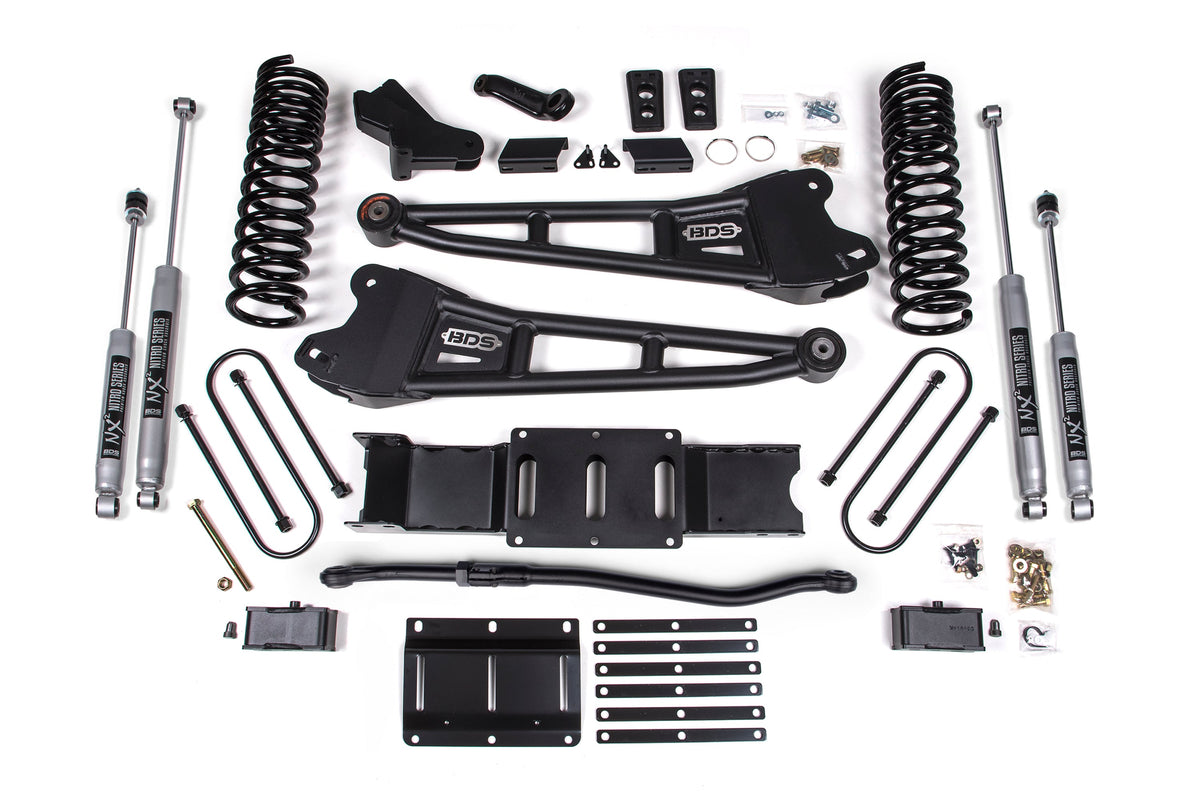 BDS 2025-2026 Fits RAM 3500 Diesel 4" Radius Arm Suspension Lift Kit, 3" Rear Lift W/ Overload, Block NX2 Shocks 2151H