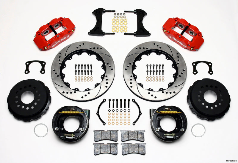 Wilwood Narrow Superlite 4R Rear P-Brk Kit 14.00in Drill Red New Big Fits Ford 2.50in Offset 140-10012-DR