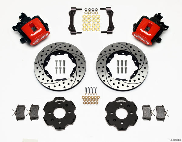 Wilwood Combination Parking Brake Rear Kit 11.00in Drilled Red Civic / Integra Disc 2.39 Hub Offset 140-10206-DR