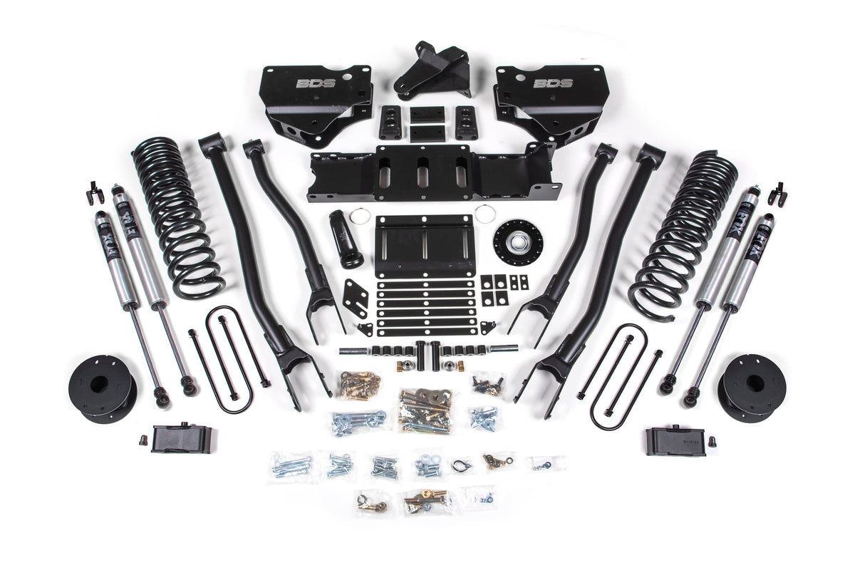 BDS 2025-2026 Fits RAM 3500 Gas 4" 4-Link Suspension Lift Kit W/ Indexing Ring, 3" Rear Lift, OE Air Bag FOX 2.0 Ifp Ps Shocks 2164FS