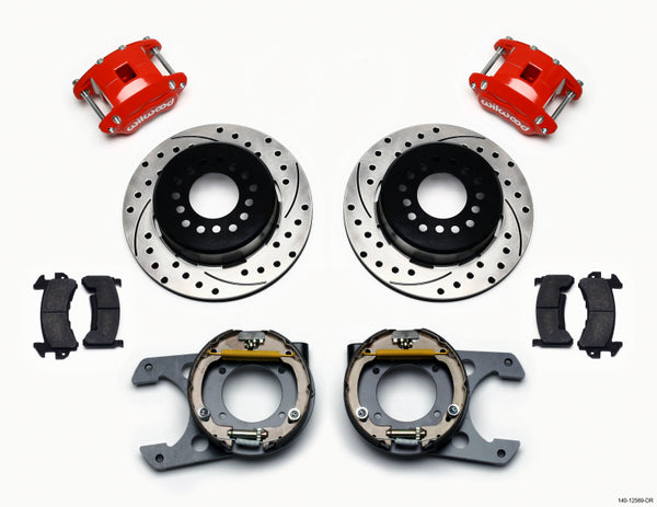 Wilwood D154 P/S P-B Kit Drilled-Red Fits Chevy C-10 2.42 Offset 5-lug 140-12569-DR