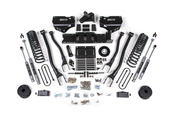 BDS 2025-2026 Fits RAM 3500 Diesel 4" 4-Link Suspension Lift Kit W/ Indexing Ring, 3" Rear Lift, Block W/ OE Air Assist NX2 Shocks 2159H