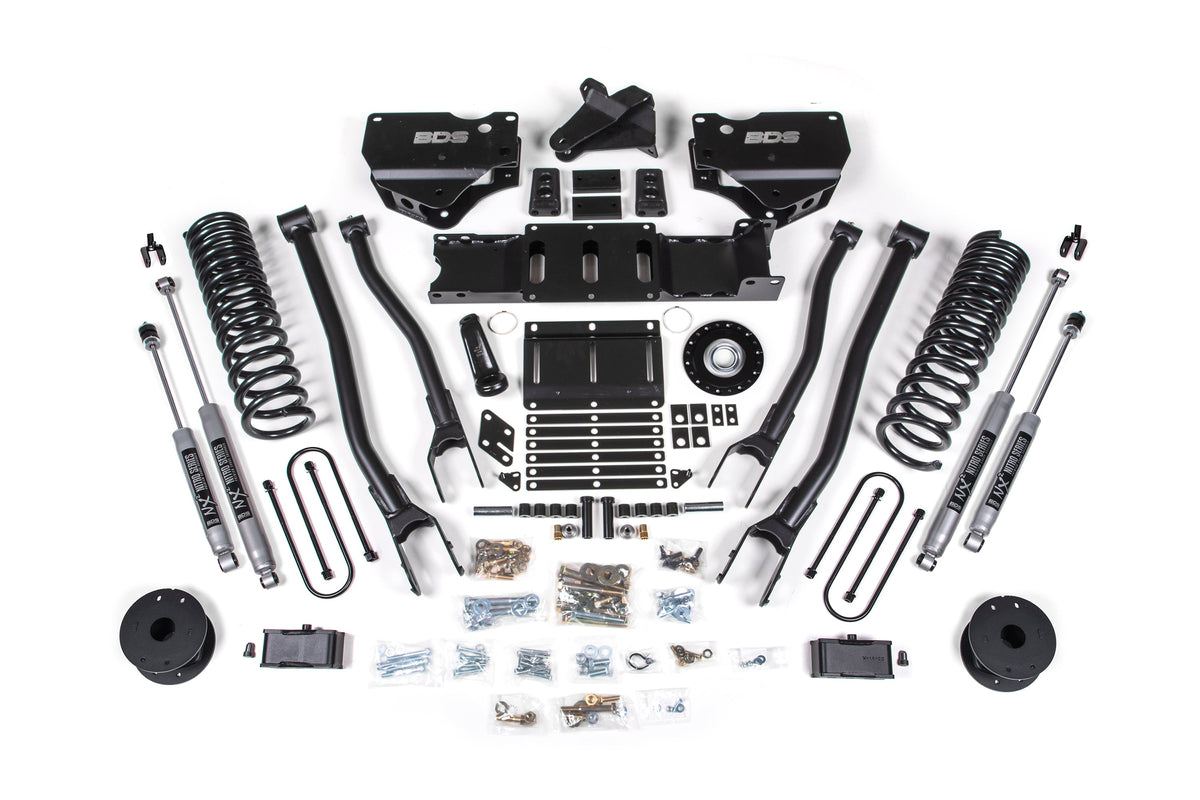 BDS 2025-2026 Fits RAM 3500 Gas 4" 4-Link Suspension Lift Kit W/ Indexing Ring, 3" Rear Lift, OE Air Bag NX2 Shocks 2164H