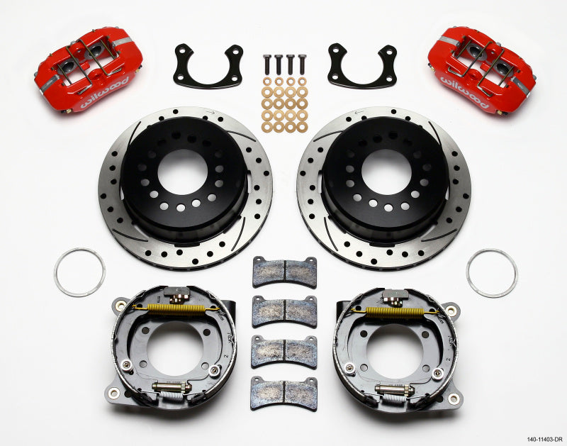 Wilwood Dynapro Low-Profile 11.00in P-Brake Kit Drill-Red Small Fits Ford 2.50in Offset 140-11403-DR