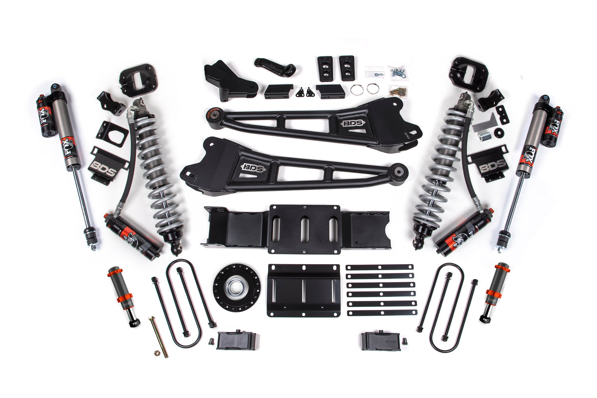 BDS 2025-2026 Fits RAM 3500 Diesel 4" Radius Arm Suspension Lift Kit W/ Indexing Ring, 2" Rear Lift, Block W/ Overload FOX 2.5 Pes C/o FOX 2.0 Ifp Bump Stop, FOX 2.5 Pes Shocks 2168PESB
