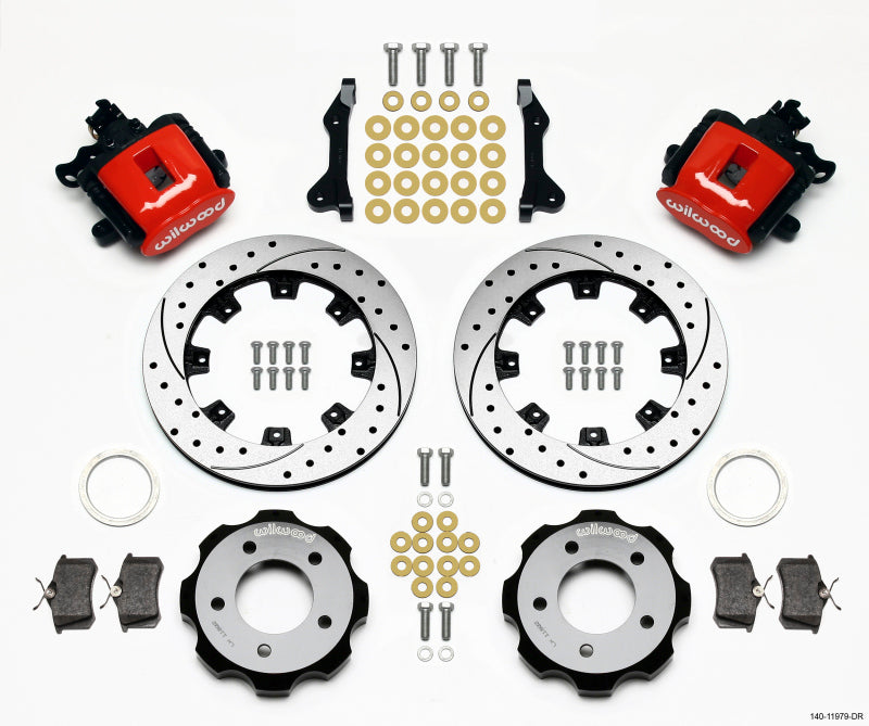 Wilwood Combination Parking Brake Rear Kit 12.19in Drilled Red 2006-Up Civic / Crz 140-11979-DR