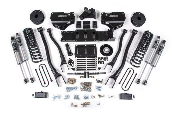 BDS 2025-2026 Fits RAM 3500 Diesel 4" 4-Link Suspension Lift Kit W/ Indexing Ring, 2" Rear Lift W/ Overload, Block FOX 2.5 Ifp Ps Shocks 2158PS