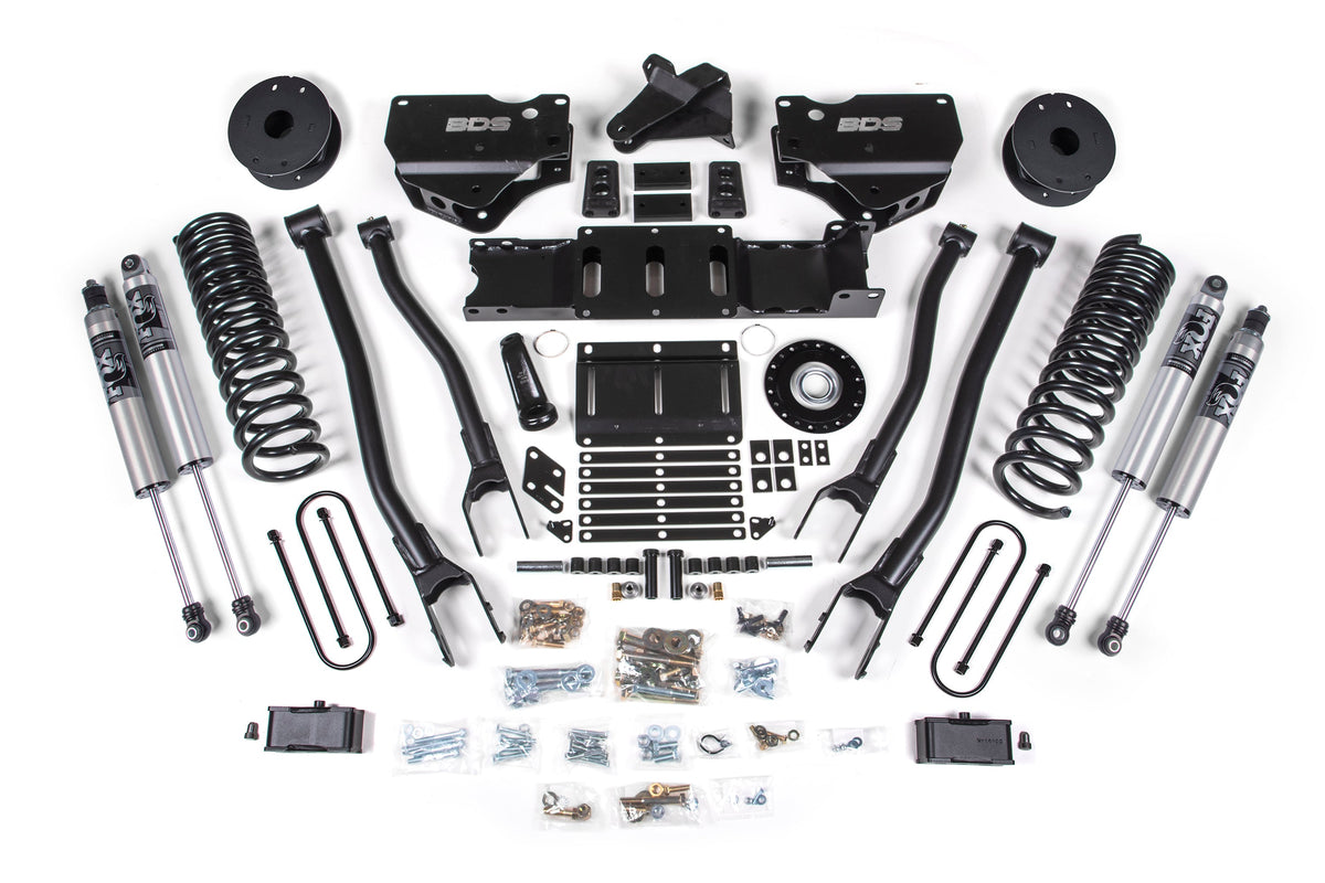 BDS 2025-2026 Fits RAM 3500 Diesel 4" 4-Link Suspension Lift Kit W/ Indexing Ring, 3" Rear Lift, Block W/ OE Air Assist FOX 2.5 Ifp Ps Shocks 2159PS