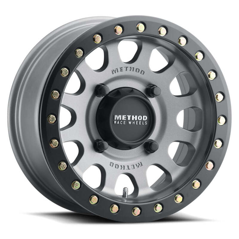 Method MR401 UTV Beadlock 15x7 / 5+2/38mm Offset / 5x4.5 / 72 CB Titanium Matte Black Ring Wheel MR40157012852B