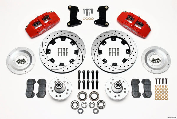 Wilwood Dynapro 6 Front Hub Kit 12.19in Drilled Red 74-80 Pinto/Mustang Ii Disc Spindle Only 140-10742-DR