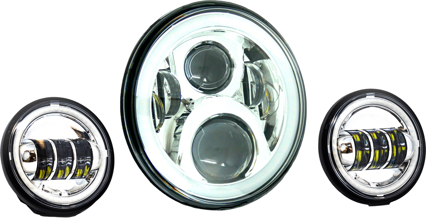 Letric Lighting Co LLC-ILHK-7CH 7in. Premium LED Kit with Full-Halo for Compatible with Indian - Chrome