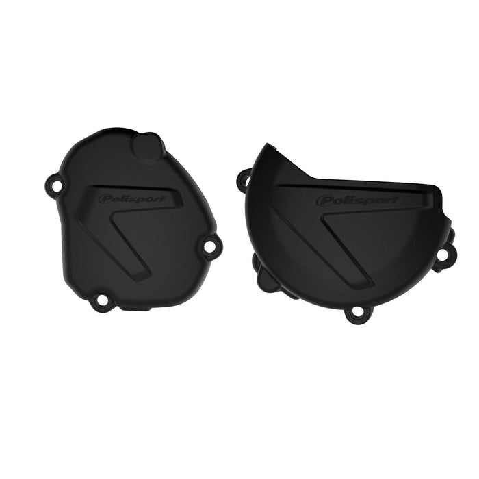 Polisport Clutch and Ignition Cover Protector Kit (Black) - Compatible with Yamaha