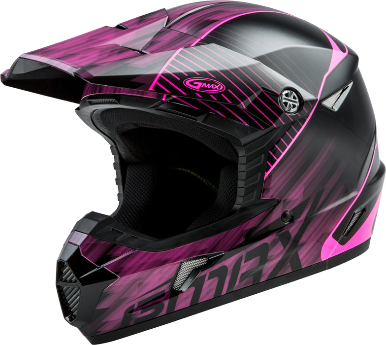 Gmax Youth Mx-46Y Off-Road Colfax Helmet Black/Hi-Vis Pink Yl G3463222