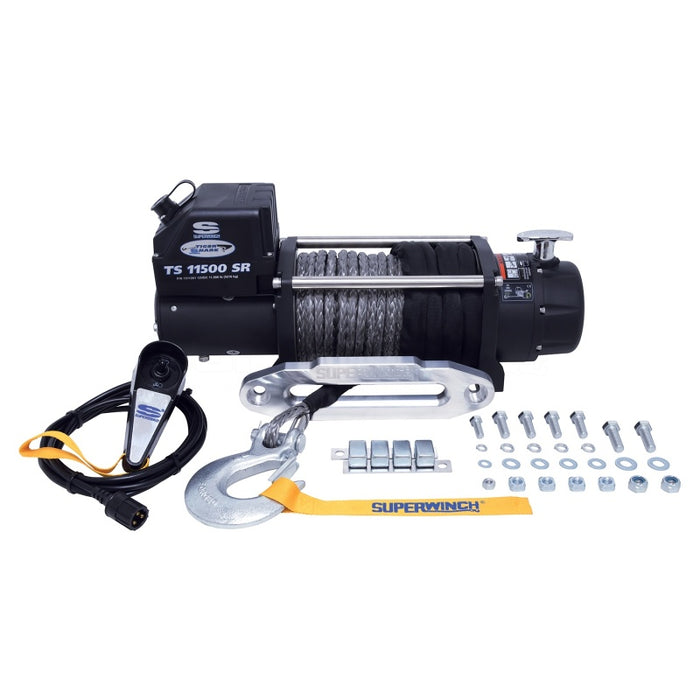 Superwinch 11500 LBS 12V DC 3/8in x 80ft Synthetic Rope Tiger Shark 11500 Winch 1511201