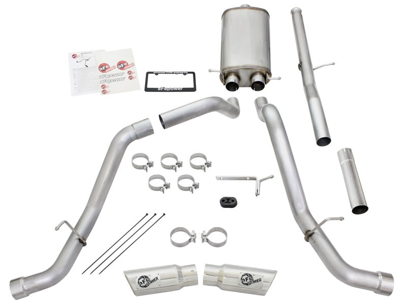 aFe Mach Force-XP Exhaust 3in Cat-Back SS 14-15 GM 1500 Trucks 4.3L/5.3L Dual Split w/ Polished Tip 49-44057-P