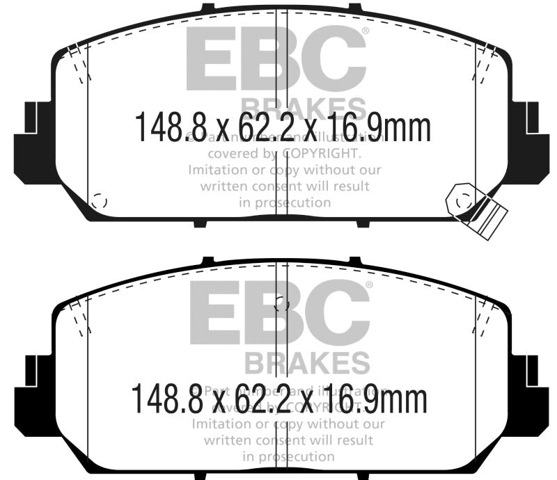 EBC 16+ Acura ILX 2.4 Yellowstuff Front Brake Pads DP43049R