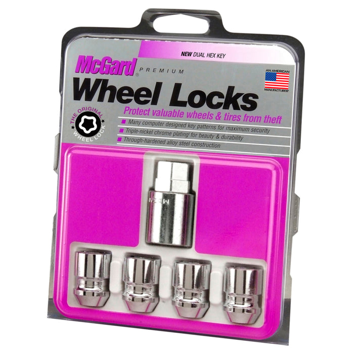 McGard Wheel Lock Nut Set 4pk. (Cone Seat) 1/2-20 / 3/4 & 13/16 Dual Hex / 1.28in. Length Chrome 24193