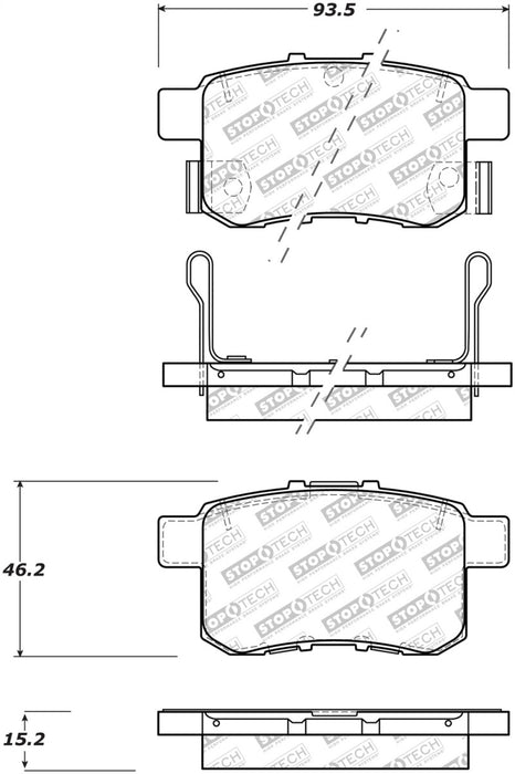 StopTech 11-17 Honda Accord Street Select Rear Brake Pads 305.1451