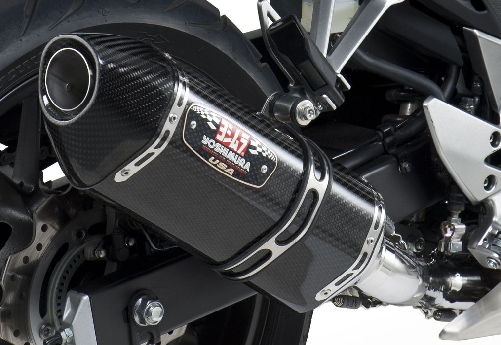 Yoshimura R-77 Slip-On Exhaust (Street/Carbon Fiber with Carbon Fiber End Cap) Compatible with 13-15 Honda CBR500R