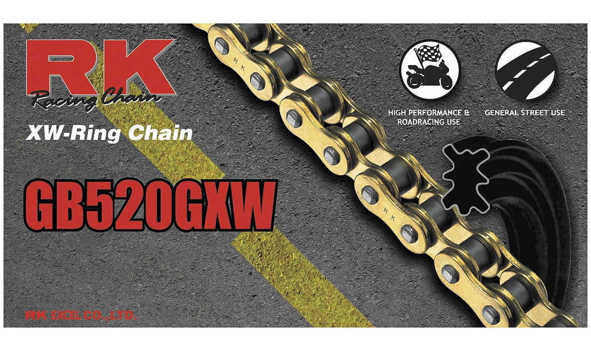 RK GB520GXW Ultra High Performance Race XW-Ring Gold Motorcycle Chain 116 Link