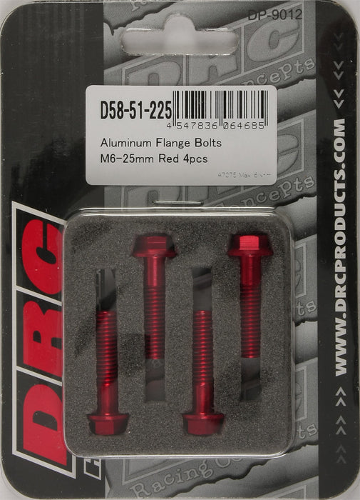 DRC Aluminum Flange Bolts Red 6x25mm 4 Pack D58-51-225