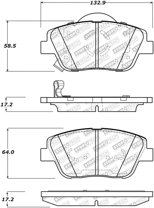 StopTech 09-15 Hyundai Sonata Street Select Front Brake Pads 305.1444