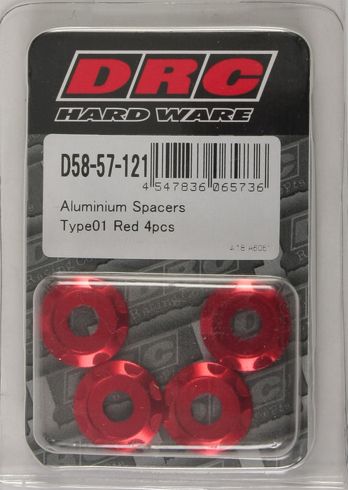 40/PC DRC M6 ALUM SPACERS TYPE 01 RED