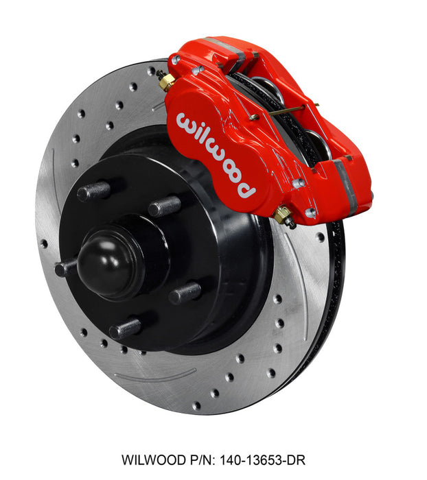 Wilwood Forged Dynalite-M Front Kit 11.30in 1 PC Rotor&Hub Drill-Red 60-68 Ford / Mercury Full Size 140-13653-DR