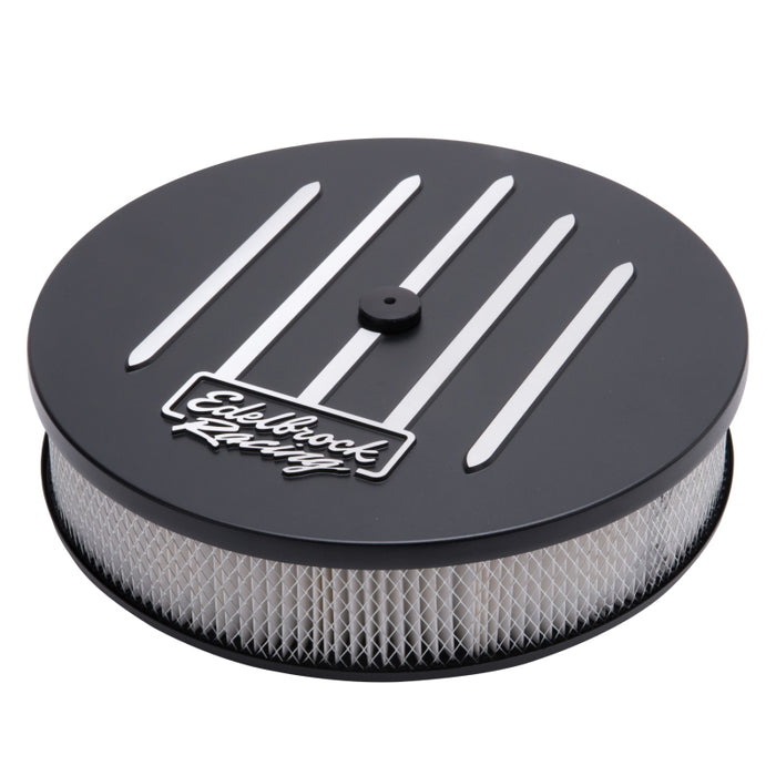 Edelbrock Air Cleaner Racing Series Round Aluminum Top Cloth Element 14In Dia X 3 125In Dropped Base 41663