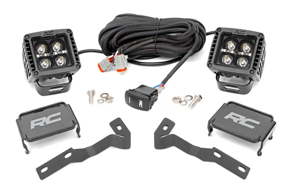 Rough Country LED Light Kit Ditch Mount 2" Black Pair Amber DRL Fits toyotaTacoma (16-23) 71083