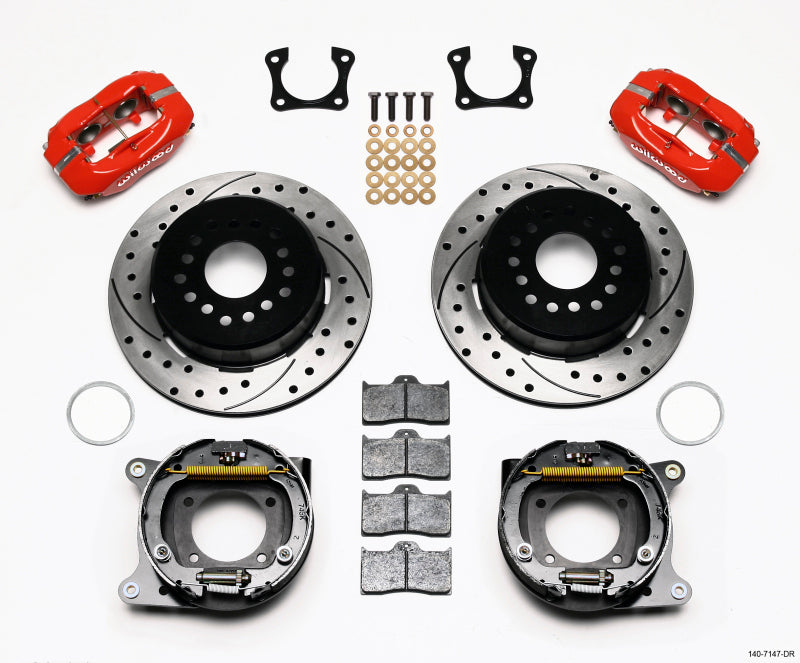 Wilwood Forged Dynalite P/S Park Brake Kit Drilled Red 58-64 Olds/Pontiac Ends 140-7147-DR