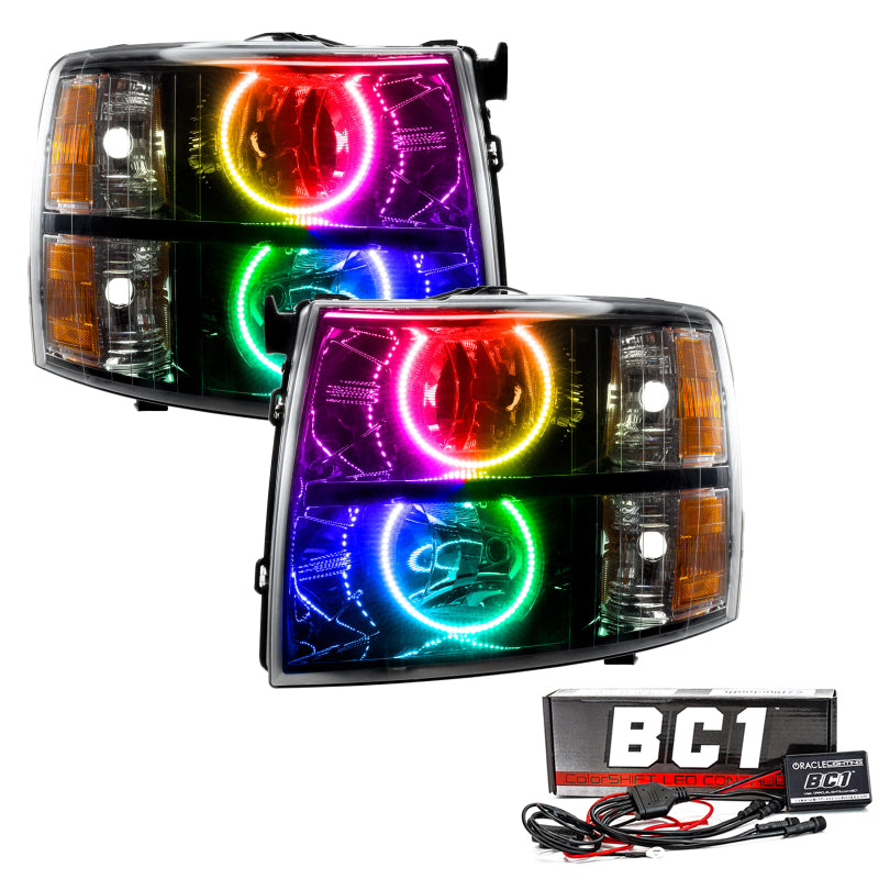 Oracle 07-13 Chevy Silverado SMD HL Blk Round Style ColorSHIFT w/ BC1 Cntrl SEE WARRANTY 7105-335