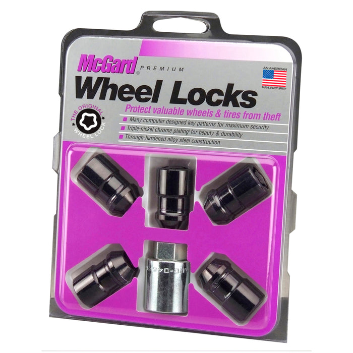 McGard Wheel Lock Nut Set 5pk. (Cone Seat) M12X1.5 / 3/4 Hex / 1.46in. Length Black 24526