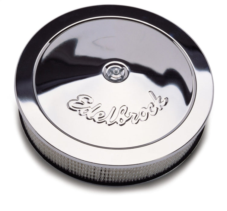 Edelbrock Air Cleaner Pro-Flo Series Round Steel Top Paper Element 14In Dia X 3 313In Chrome 1207